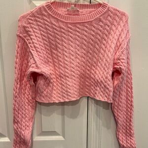 Pink Cable Knit Cropped Sweater. Size small